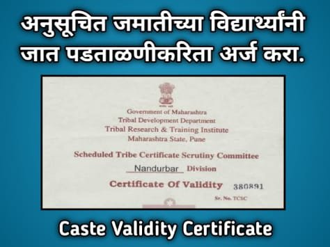 जात प्रमाणपत्र पडताळणी Caste Validity Certificate